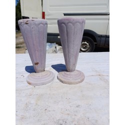 Paire de Vases en Fonte émaillée Mauve Art Déco de Charleville - Mézières