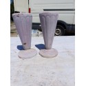 Paire de Vases en Fonte émaillée Mauve Art Déco de Charleville - Mézières