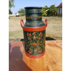 Bidon de Lait Métal Peint décor Savoyard