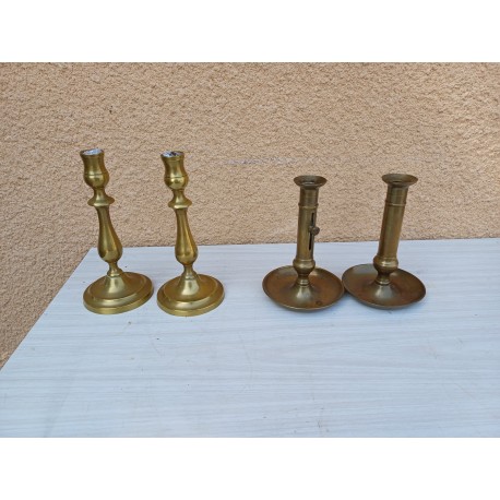 2 Paires de Bougeoirs en Laiton