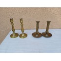 2 Paires de Bougeoirs en Laiton