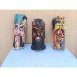 3 Masques Tribaux Etnique Bois 19 éme