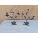 Paire de Chandeliers Métal Argenté