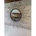 Miroir Soleil Fer Miroir Bisauté et Cabochons Diamants