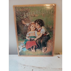 Plaque Publicitaire en Tole Biscuit Lefevre Utile