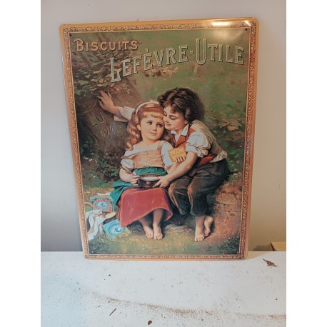 Plaque Publicitaire en Tole Biscuit Lefevre Utile