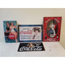 4 Plaques Publicitaire en Tole Coca Cola
