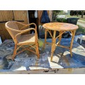 Table + Fauteuil Enfant Bambou et Rotin Vintage