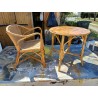 Table + Fauteuil Enfant Bambou et Rotin Vintage