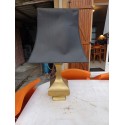 Lampe Bronze et Abat Jour Tissus Marron Foncé