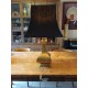 Lampe Bronze et Abat Jour Tissus Marron Foncé