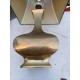Lampe Bronze et Abat Jour Tissus Marron Foncé