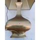 Lampe Bronze et Abat Jour Tissus Marron Foncé