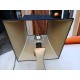Lampe Bronze et Abat Jour Tissus Marron Foncé