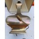 Lampe Bronze et Abat Jour Tissus Marron Foncé