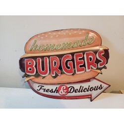 Plaque Tole Publicité " Burgers "