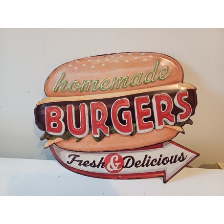 Plaque Tole Publicité " Burgers "