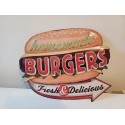 Plaque Tole Publicité " Burgers "