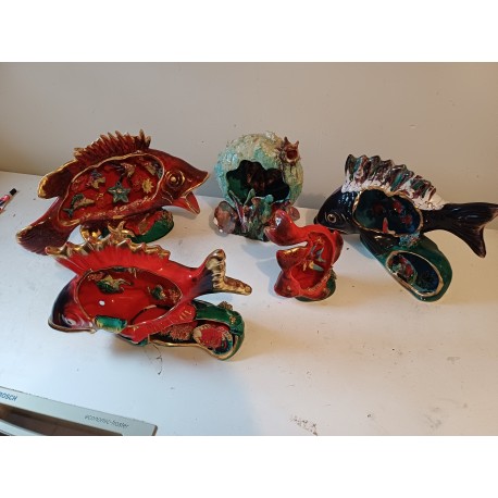 Lot de 5 Lampes Vallauris " Poissons "