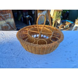 Panier Vintage Porte Bouteilles et Verres Osier