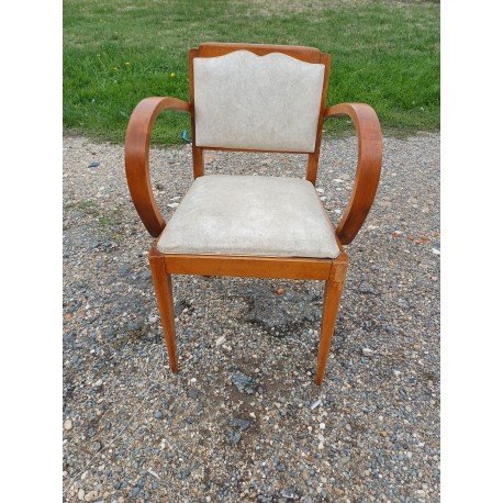 Fauteuil Bridge Hétre et Skai Beige