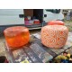 2 Poufs Vintage Gonflables en Plastic Orange