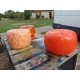 2 Poufs Vintage Gonflables en Plastic Orange