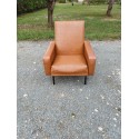 Fauteuil Vintage des Années 50/60 Skai Marron