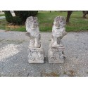 Paire de Lions en Pierre des Années 60