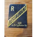 Plaque émaillée " Restaurant " Loi 1941