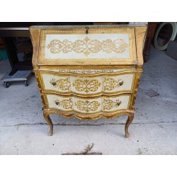 Meuble en Bois doré Commode 2 Tiroirs Pupitre