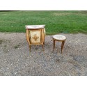 Meuble chevet Ventru en Bois doré + Tablette