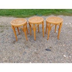 3 Tabourets Bois et Cannage