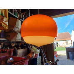 Suspension Vintage Opaline Orange et Blanche