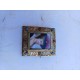 Broche Métal Doré , Porcelaine et Cabochons