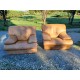 Paire de Fauteuils Vintage en Skai Marron Clair