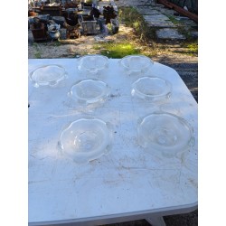7 Tulipes en verre transparent et Opalin
