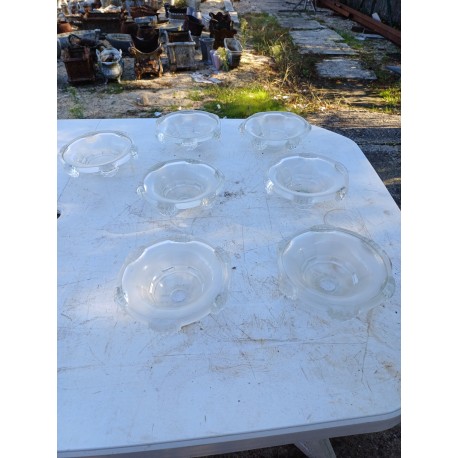 7 Tulipes en verre transparent et Opalin
