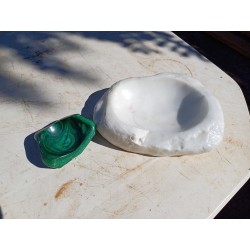 2 Cendriers ou Vide Poche Marbre Blanc et Malachite