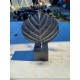 Déco Vintage Feuille Aluminium sur Socle Bois
