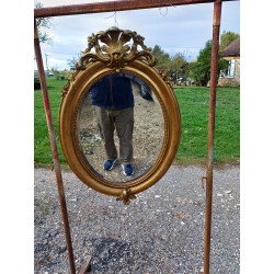 Miroir Ovale en Bois et Stuk doré 19 éme