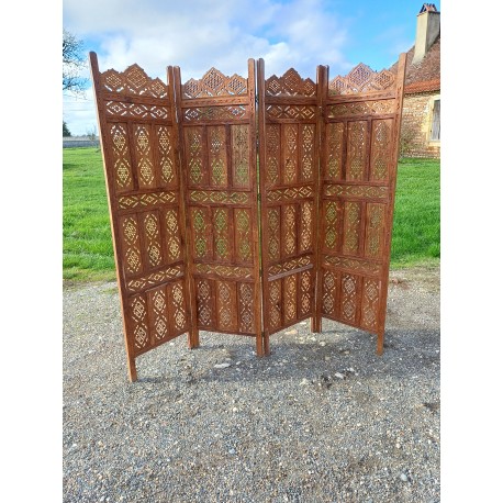 Paravent Asiatique Bois Exotique 4 Vantaux