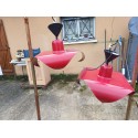 Paire de Suspensions Vintage Tole rouge