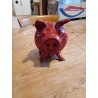 Grés émaillé Rouge Vintage " Cochon tirelire "