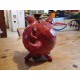 Grés émaillé Rouge Vintage " Cochon tirelire "