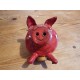 Grés émaillé Rouge Vintage " Cochon tirelire "