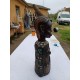 Statue Africaine Femme Bois , laiton , Perles , Coquillages