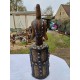 Statue Africaine Femme Bois , laiton , Perles , Coquillages