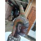 Statue Africaine Femme Bois , laiton , Perles , Coquillages