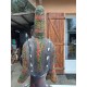 Statue Africaine Femme Bois , laiton , Perles , Coquillages